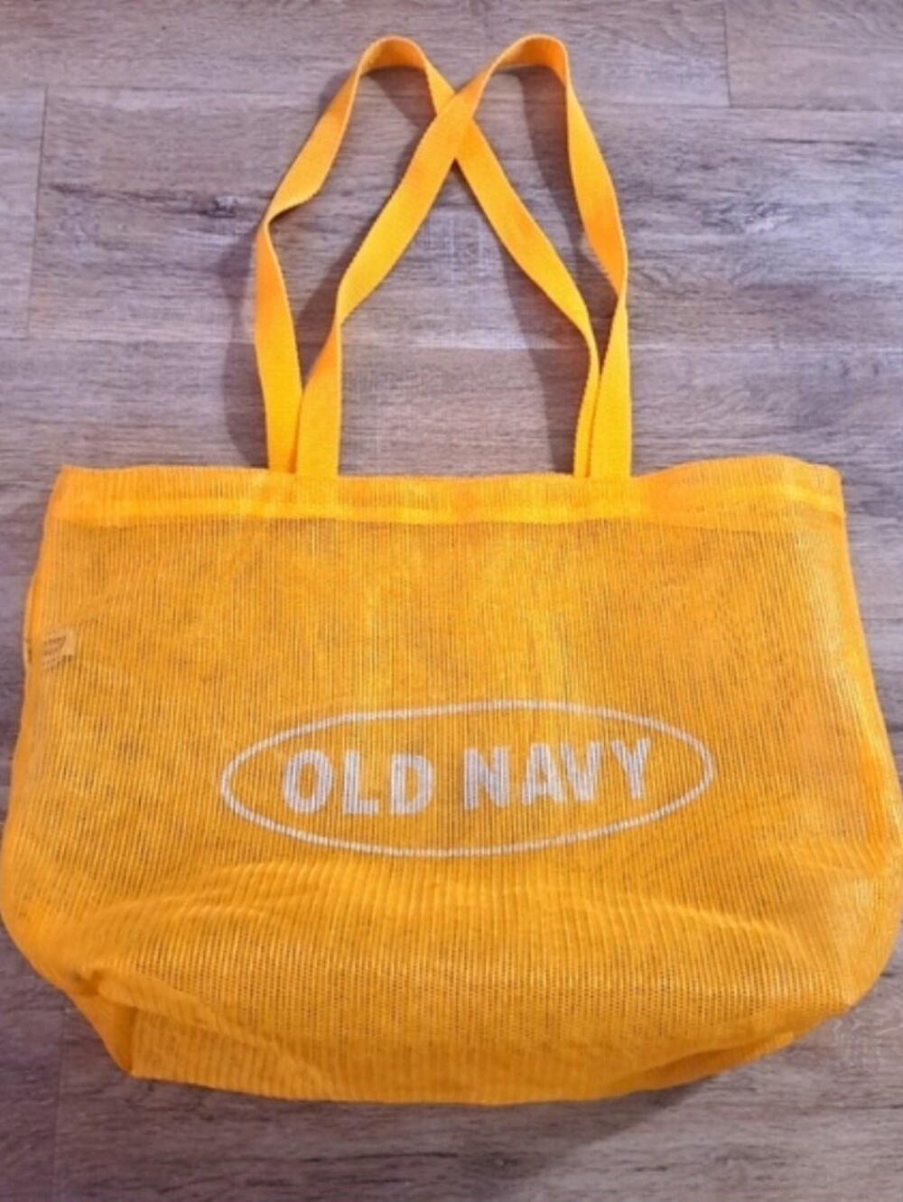 Old Navy Yellow White Mesh Beach Shopping / Tote Bag One Size